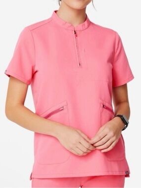 FIGS Pink Nata Henley Scrub Top Limited Edition